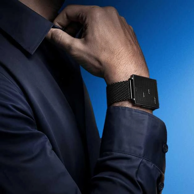 QLOCKTWO Wrist - Black Steel
