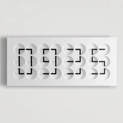 Die ClockClock 24 zeigt die Uhrzeit mit 24 weissen Korpus mit schwarze Zeiger sich synchron bewegen. Aus den Zeigern formt sich eine digitale Anzeige. Das minimalistische Design wirkt modern, technisch und zugleich k&uuml;nstlerisch pr&auml;zise.